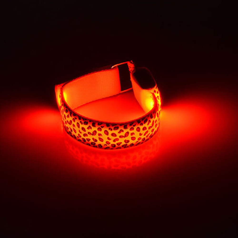 Leopard Hand Strap Wristband LED Reflective Light Shine Flash Glowing Luminous Armband Bracelets Wrist Holiday Biking Light - Yellow - Image 2