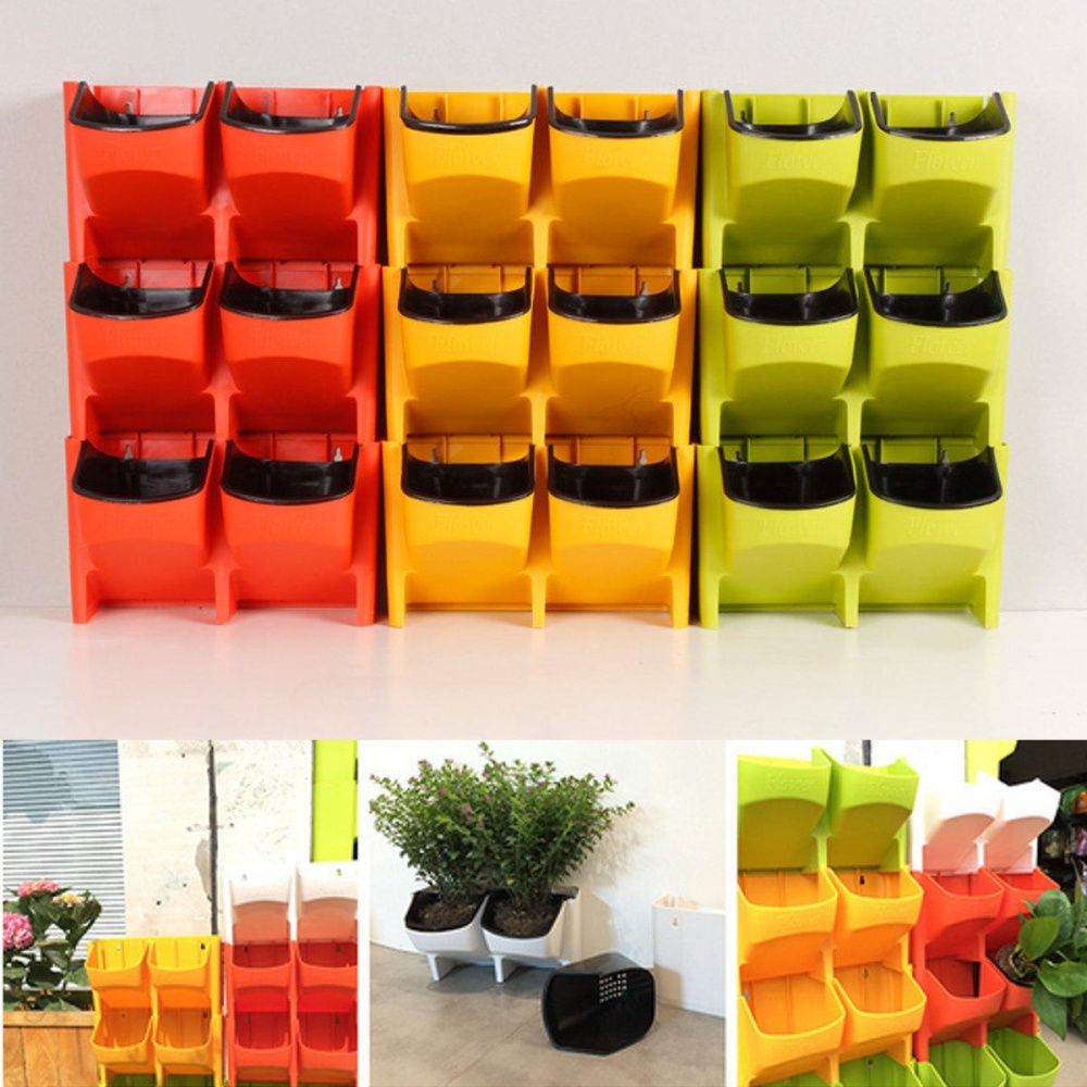 2-Pocket Vertical Wall Planter Self Watering Hanging Flower Pot Garden Decoration - Rose - Image 2