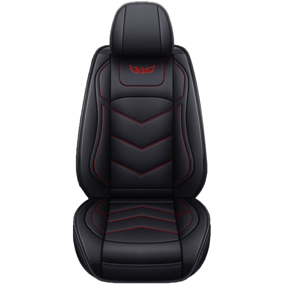 1PC Car Front Seat Cover Luxury PU Leather Full Surround Universal Auto Cushion Protection - Black & Red - Image 2