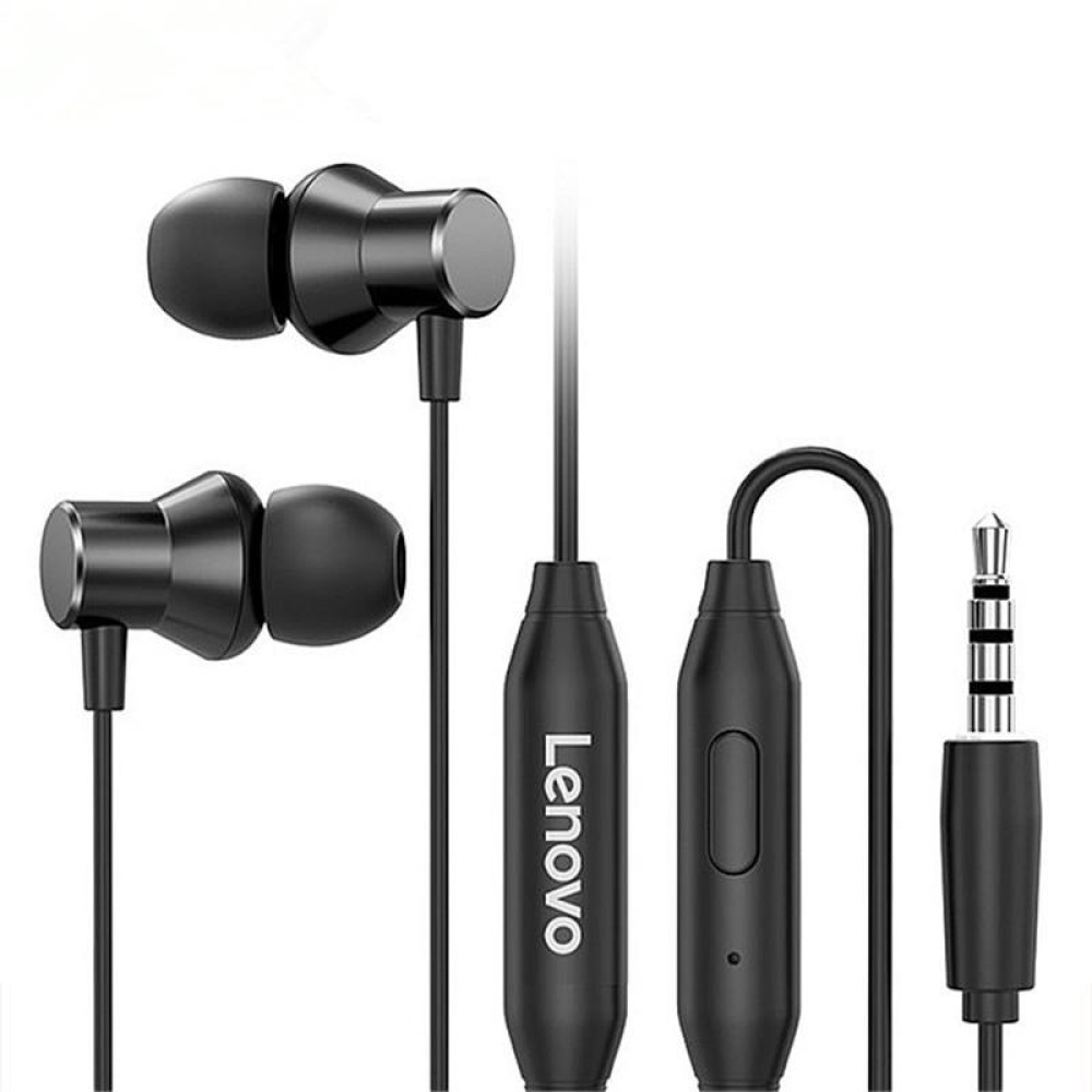 Lenovo HF130 Bass 3.5mm Wired In-ear Earphone Universal Headphones for Smartphone MP3 - Black
