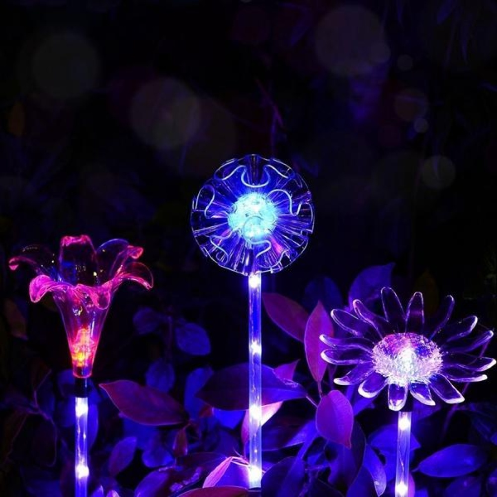 Solar Multi-Color Changing LED Flower Stake Light Transparent Lampshade Luminous Pole - Dandelion - Image 2