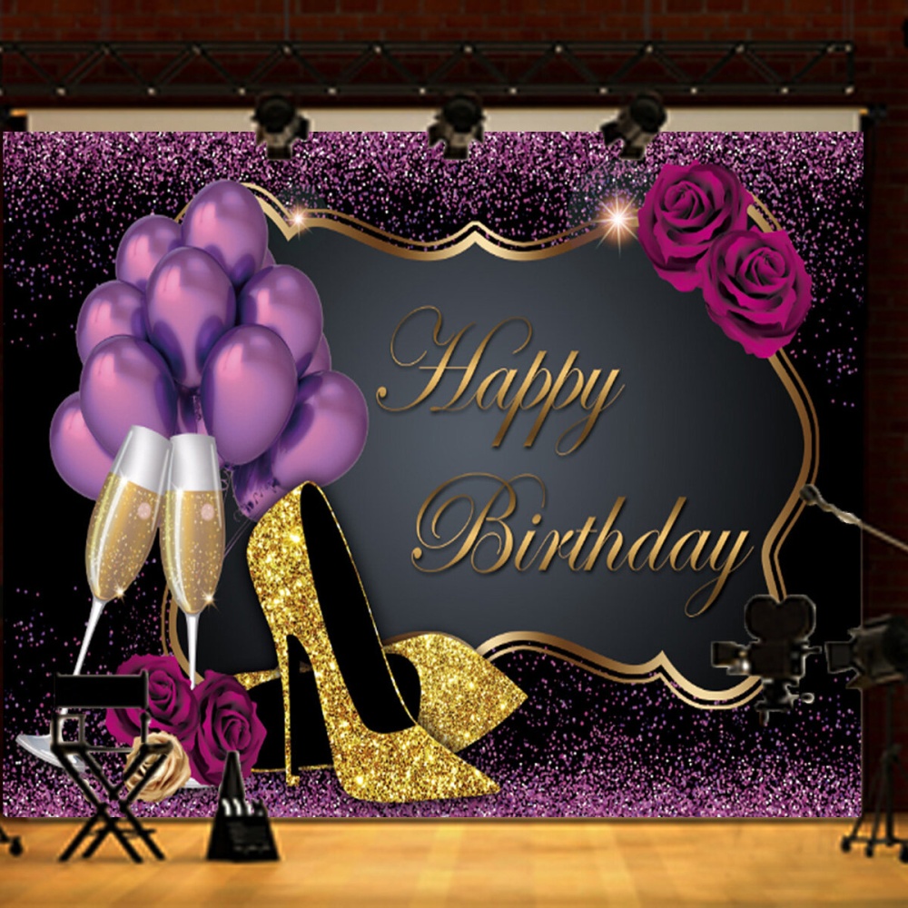 5x3FT 7x5FT 9x6FT High Heel Glass Purple Balloon Studio Birthday Photography Backdrops Background - A - Image 2