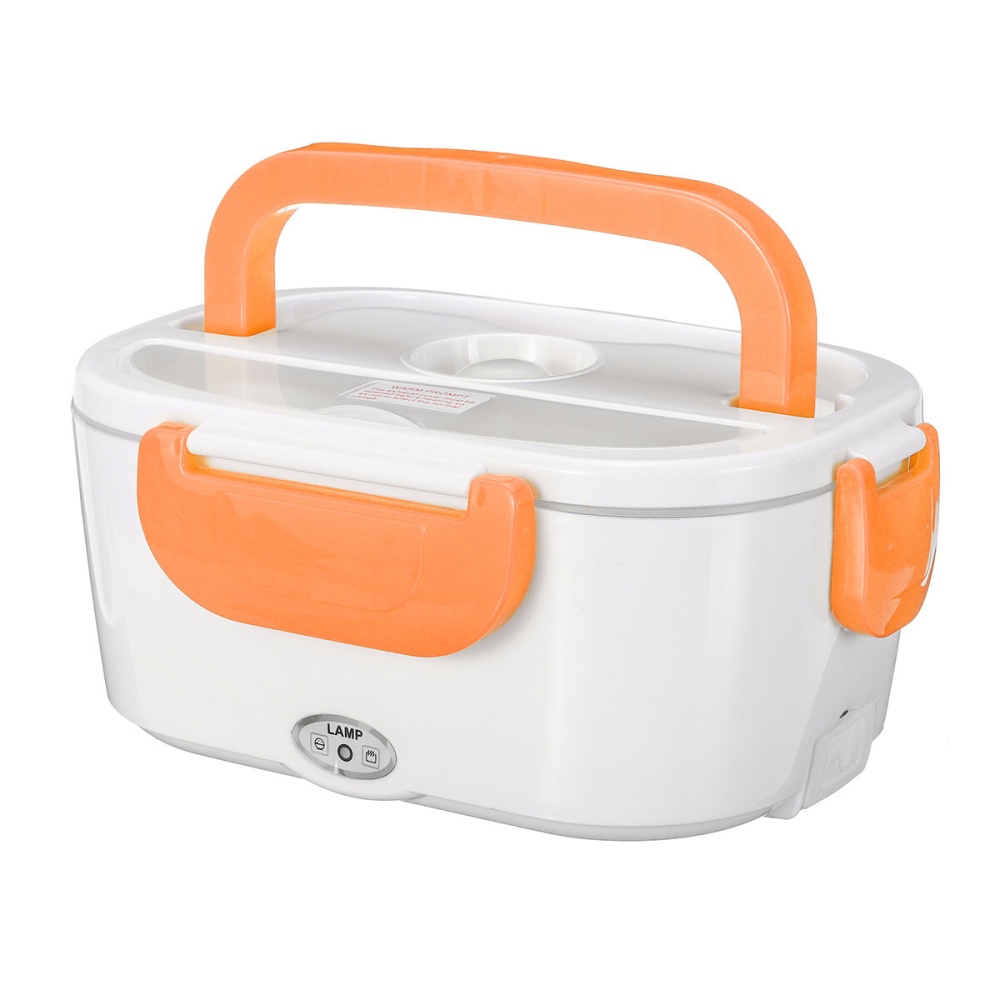 12V-24V/110V-240V 1.2L EU Plug Portable Removable Electric Lunch Box Car School Office Bento Box Food Heater Box - EU Plug Orange - Image 2