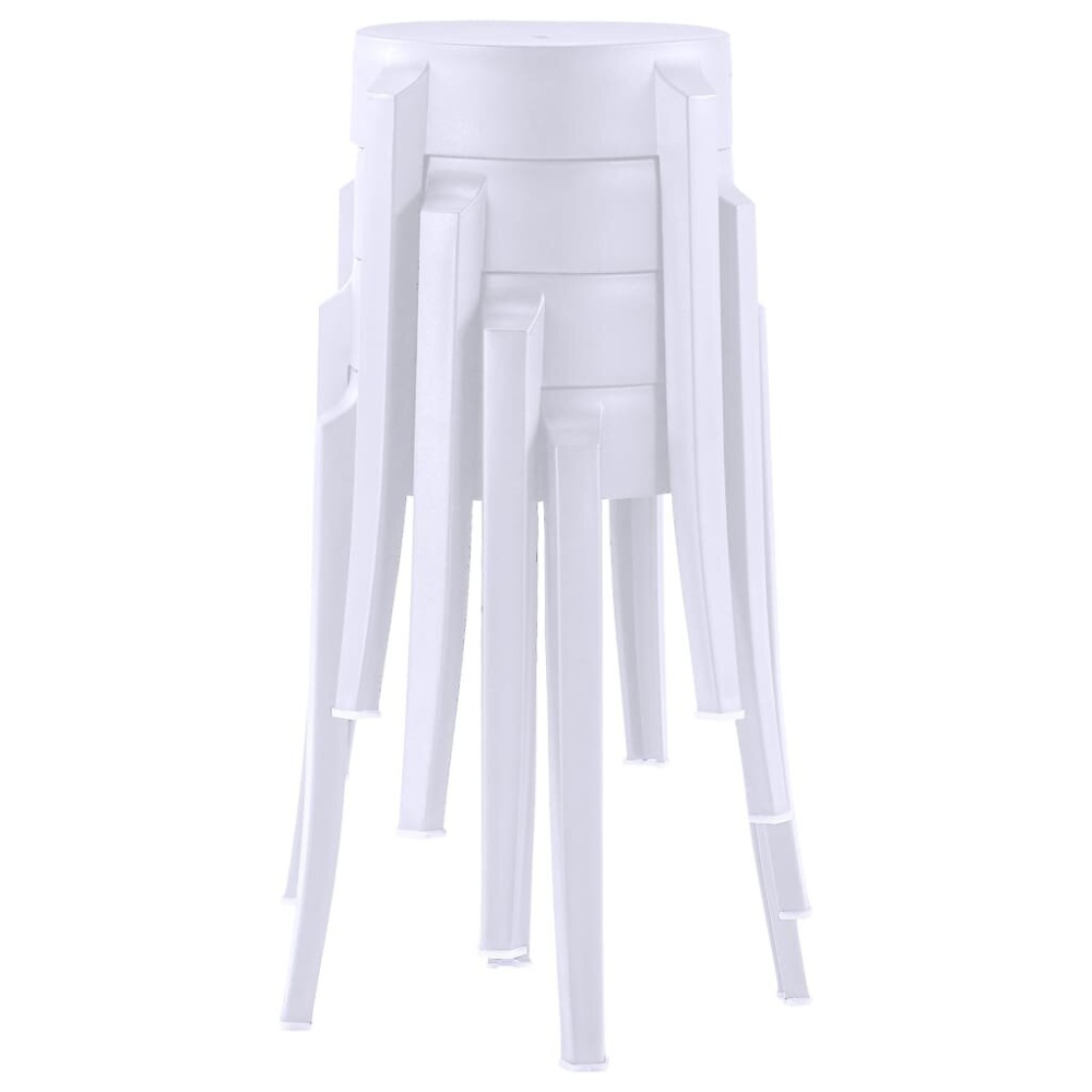 Stools stackable 4 pcs plastic white - Image 2