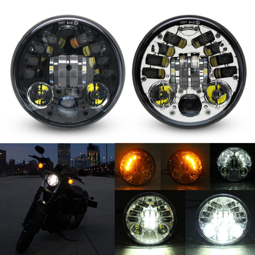 5.75 Inch 12V-24V 70W LED Headlights Hi/Lo Beam White Waterproof - Silver - Image 2