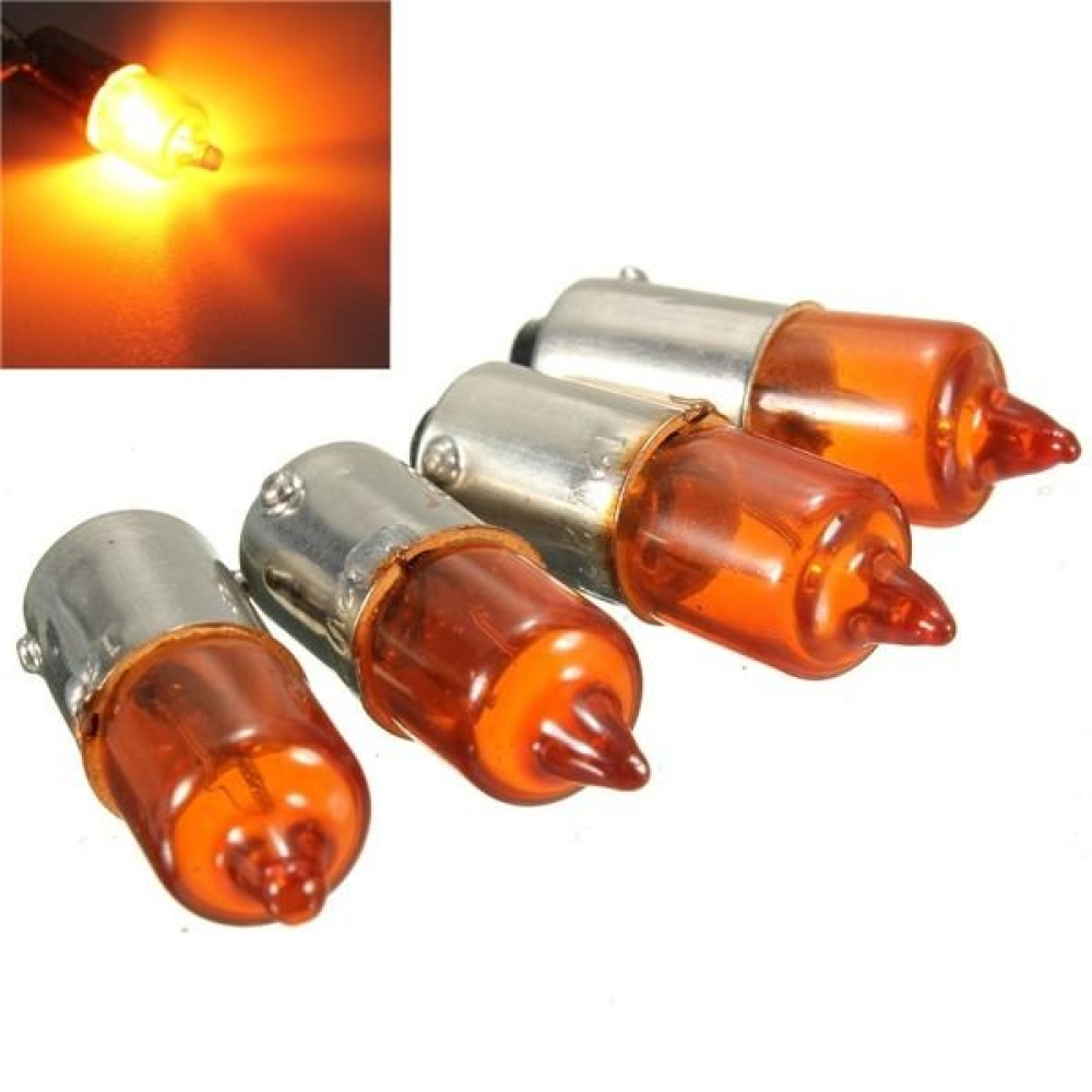 4pcs 12V 23w Motorcycle Turn Singal Indicator Bulb BA9S Base Mini Amber Halogen Lights - Image 2