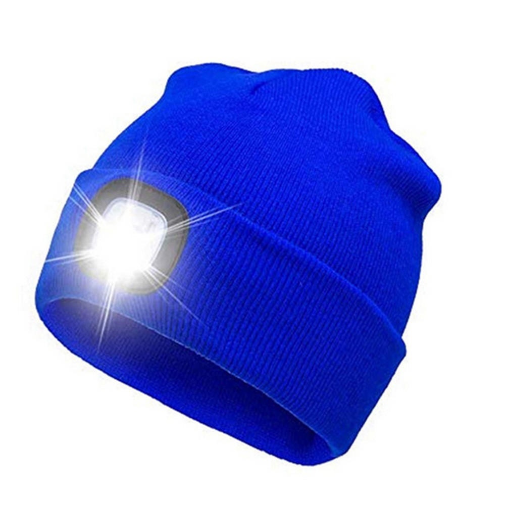 USB Rechargeable Wool Repair Cap LED Lighted Warm Hat - Coffee - Image 2