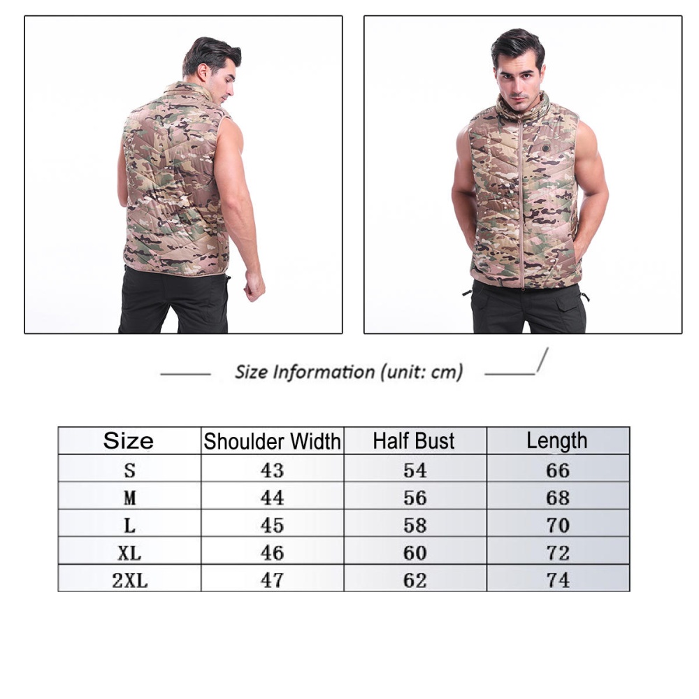 USB Security Three-speed Thermostat Electric Vest Camouflage Outdoor Sports Warm - M - Image 2