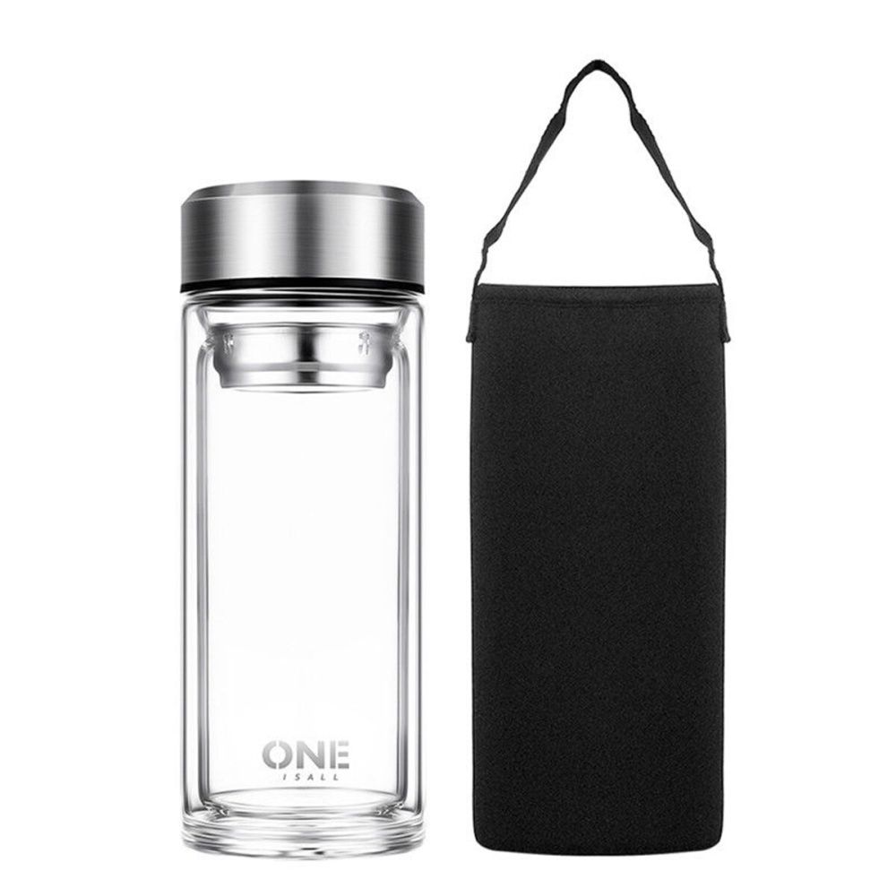 800/1000ML Glass Juice Water Bottle Double Walled Tea Infuser Mug With Travel Sleeve Water Bottles - 800ml - Image 2