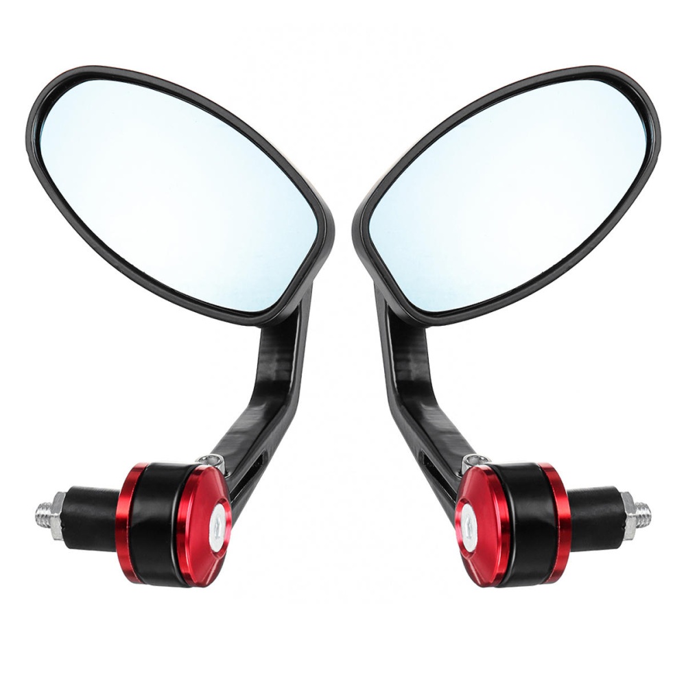 Pair Left Right Universal Handlebar Rearview Side Mirrors Motorcycle Scooter - Red - Image 2