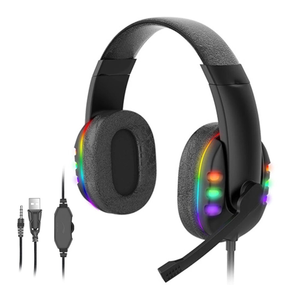 Bakeey AK-47 Gaming Headphones 7.1 Surround Sound Stereo 40mm Dynamic Drivers Earphone Luminous Adjustable 3.5mm Head-Mounted Wired Headset with Mic