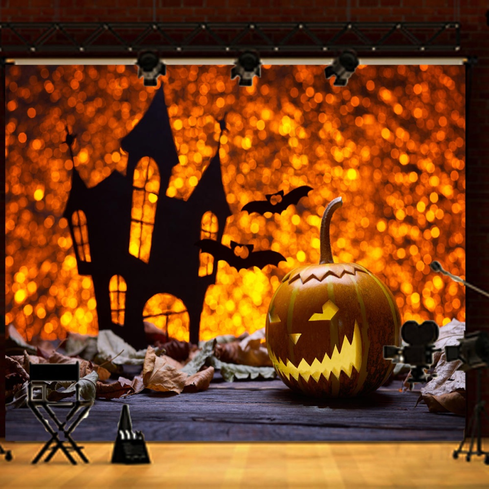 7x5FT Castle Pumpkin Lantern Halloween Theme Photography Backdrop Studio Prop Background - Image 2