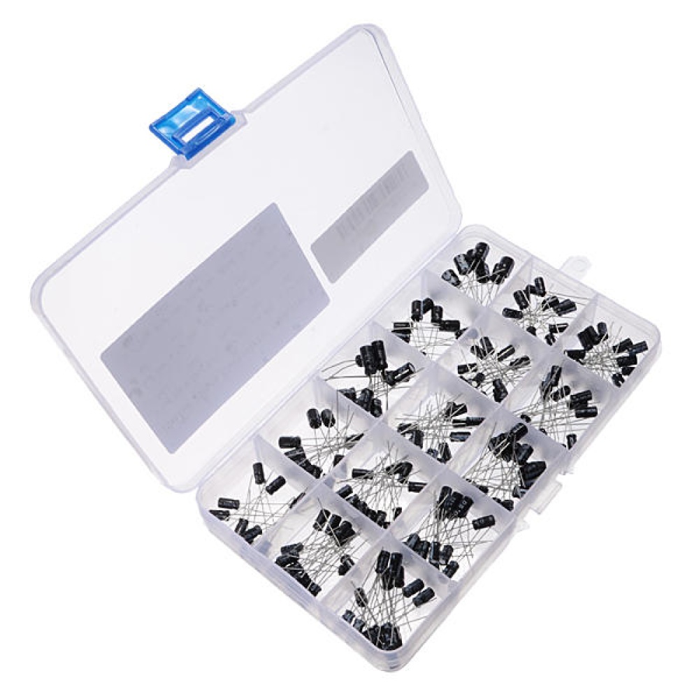 5 x 215pcs 15 Values 0.1uF-330uF Mix Electrolytic Capacitor Kit With Storage Box - Image 2