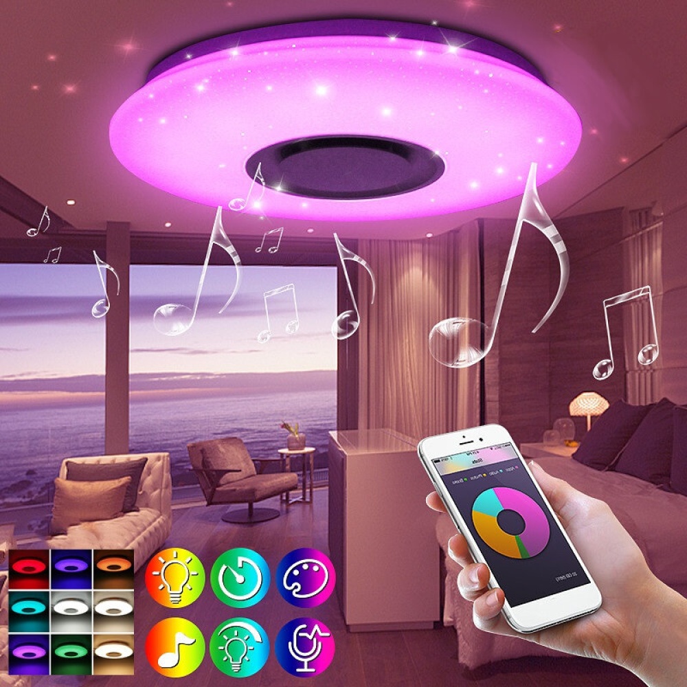 60W AC220V 102LED Starry Lampshade LED Intelligent Ceiling Lamp Bluetooth Music Smart Ceiling Light APP+Remote Control - Image 2