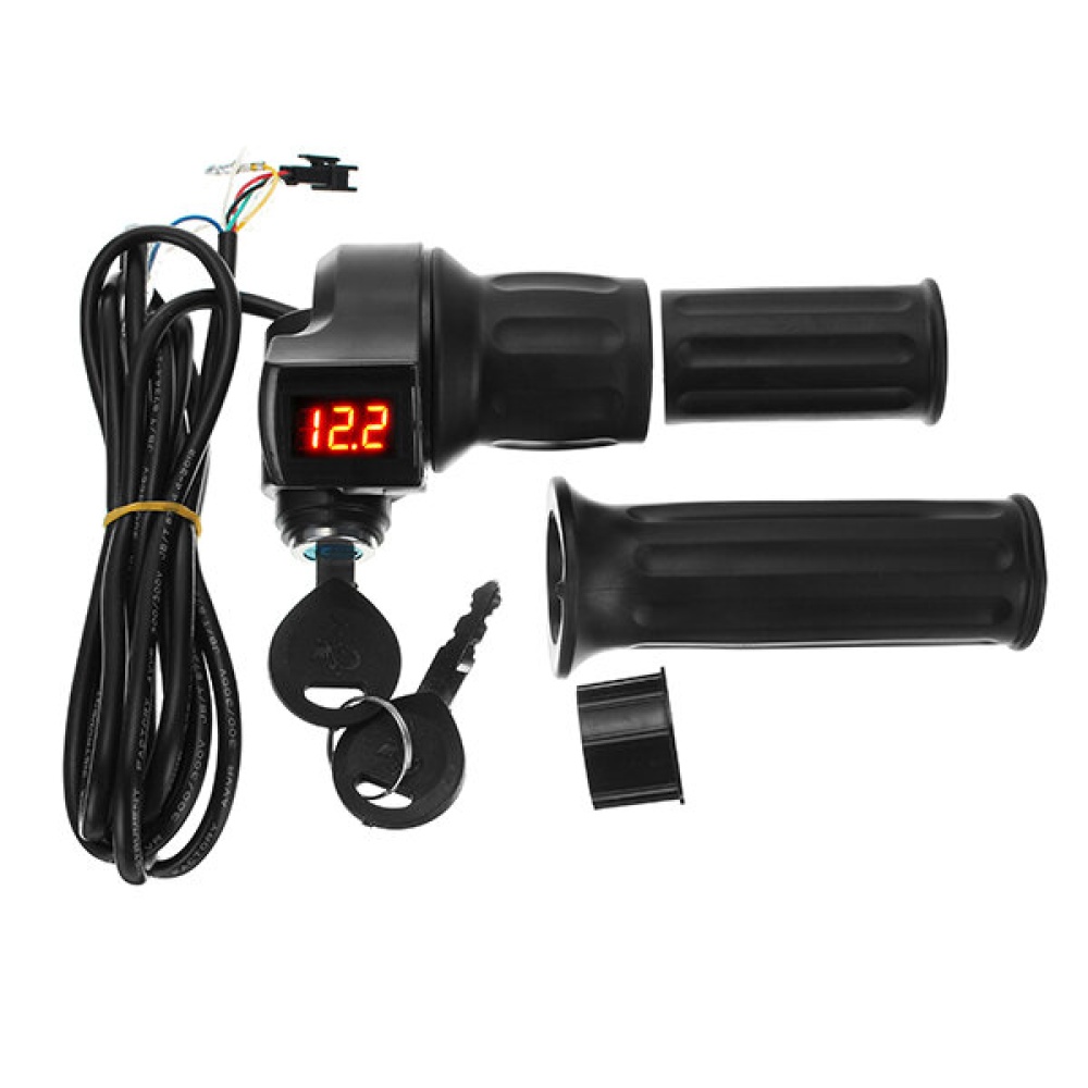 DC 12V-84V Throttle Twist Handlebar LCD Digital Meter W/ Keys For Electric Motorcycle Scooter - Image 2