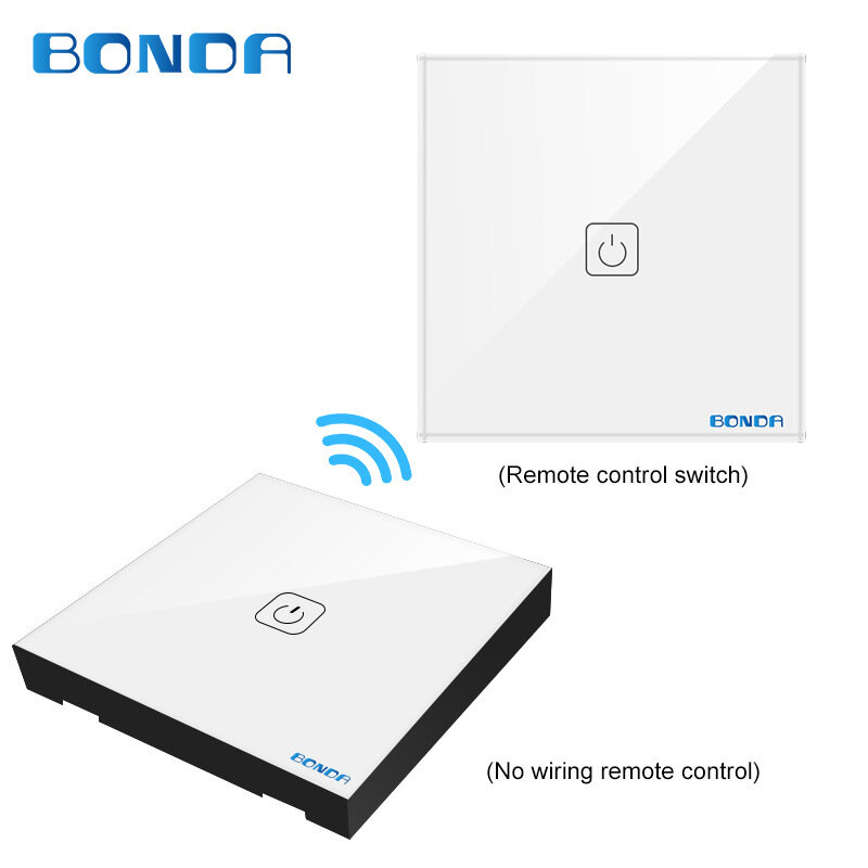 BONDA WIFI 433RF Remote Control Touch Switch 1Way 2Way 3Way Wall Touch Sensor Light Switch Crystal Glass Smart Switch Power For Smart Home - Black 1 - Image 2