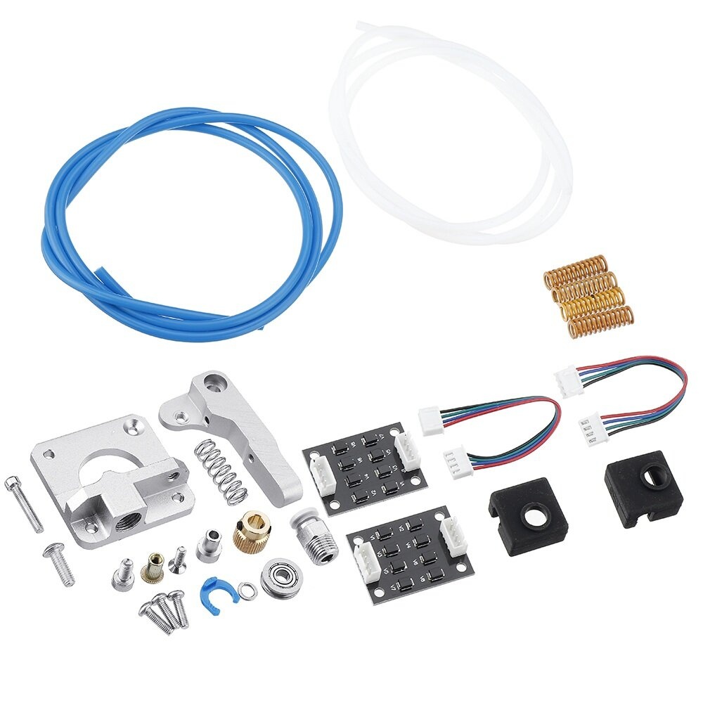 MK8 Full Metal Sliver Extruder + Smoother + PTFE Tube + Spring + Silicone Cover Accessories Set for 3D Printer