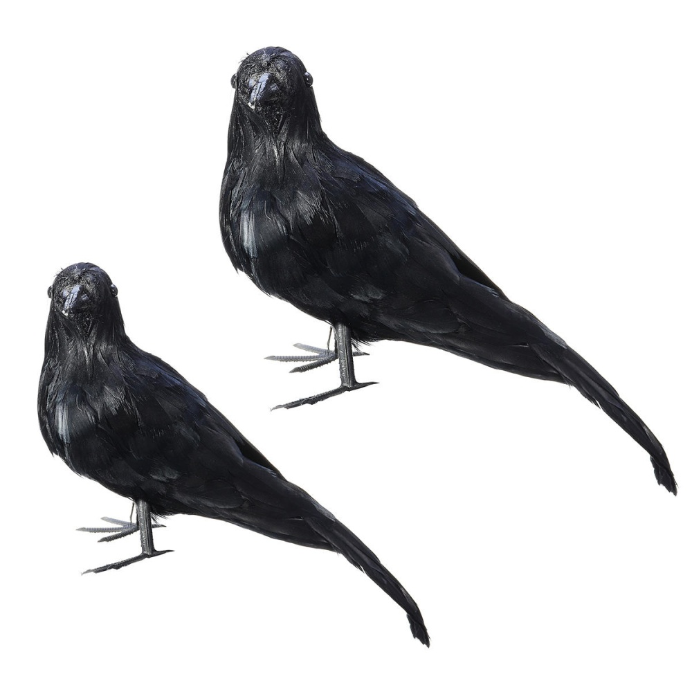 Raven  Party Crow Bird Decorations Prop Stuffed Feather Blackbird Decor - 30cm - Image 2