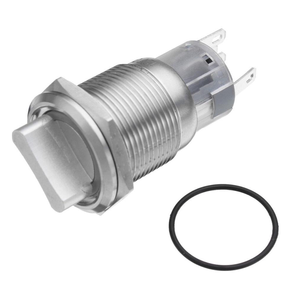 19mm 2 Position 12V Waterproof Stainless Steel Latching Metal Selector Switch - White - Image 2