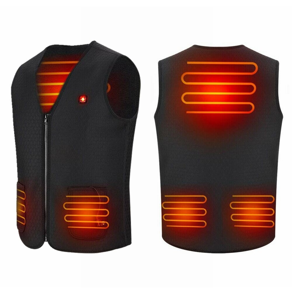 Electric Vest Heated Jacket USB Warm Shoulder Back Waist Abdomen Up Heating Pad Winter Body Warmer Cloth - M