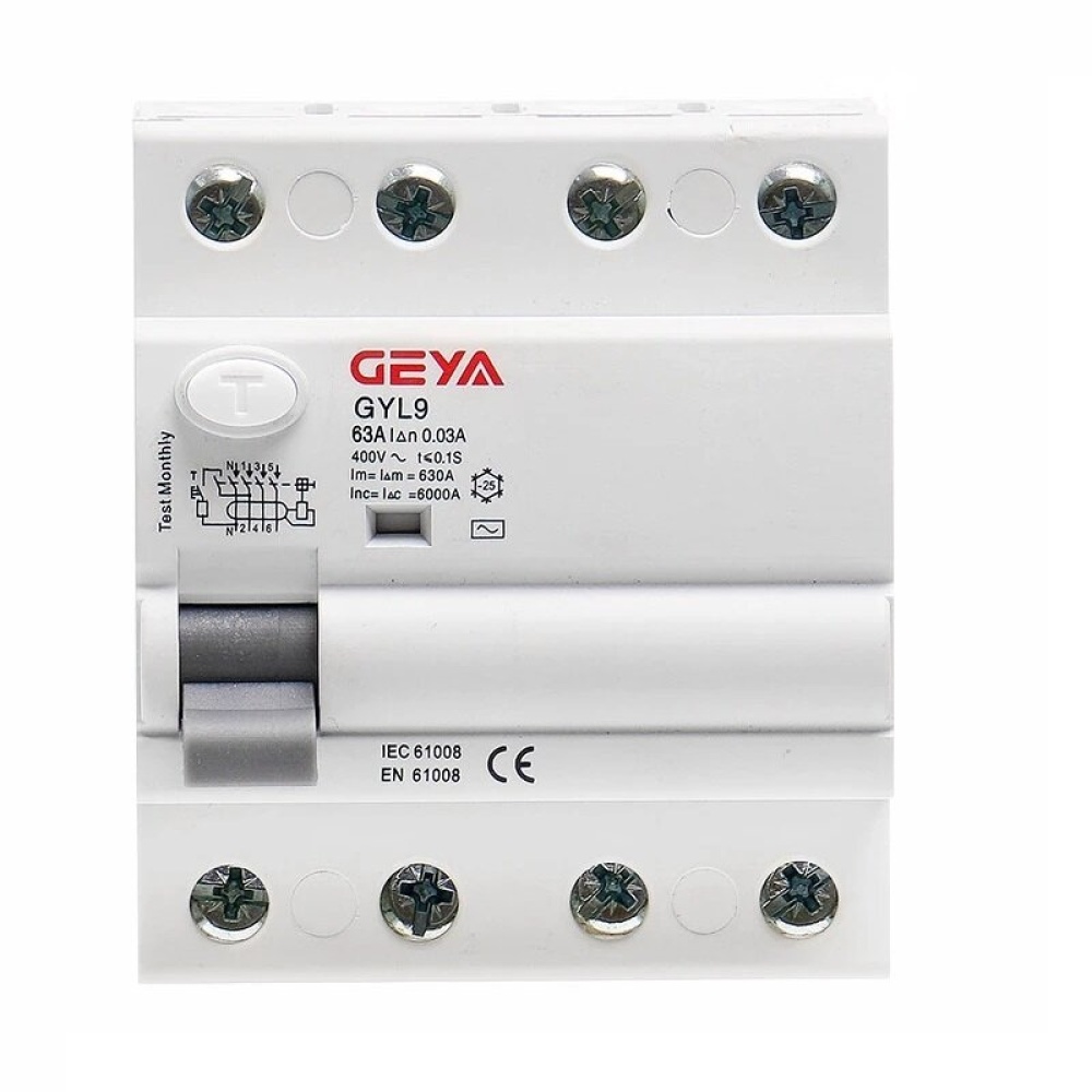 GEYA GYL9 4P 25A 40A 63A 30mA AC Type RCD Residual Current Circuit Breakers Differential Breakers Safety Switch - 25A