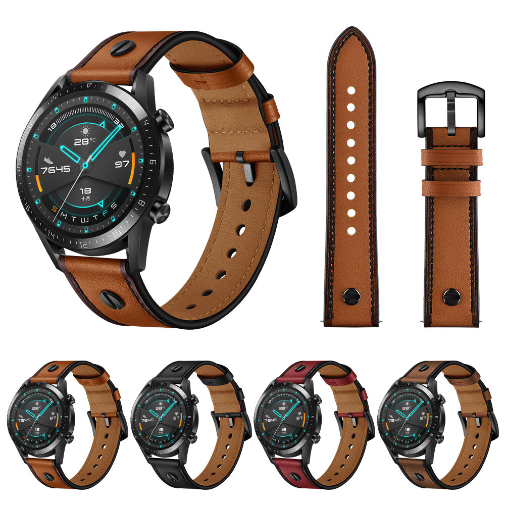Bakeey 22mm Genuine Leather Replacement Strap Smart Watch Band For Huawei Watch GT2 46MM - NO.2