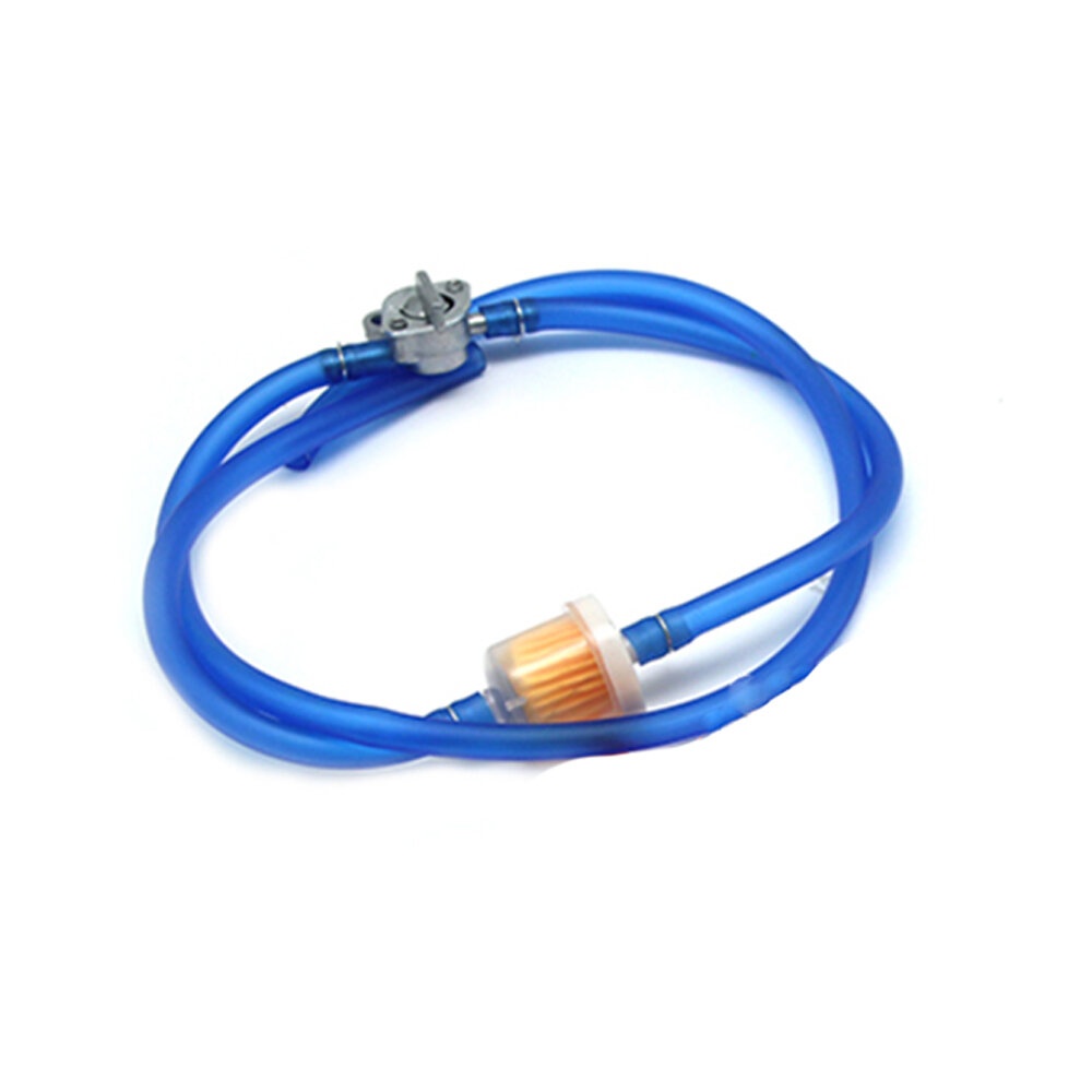 Inline Gas Petrol Fuel Valve Switch Clip Oil Filter Pipe Hose Line With Clips For Dirt Bike ATV UTV Scooter Motorcycle Universal - Black