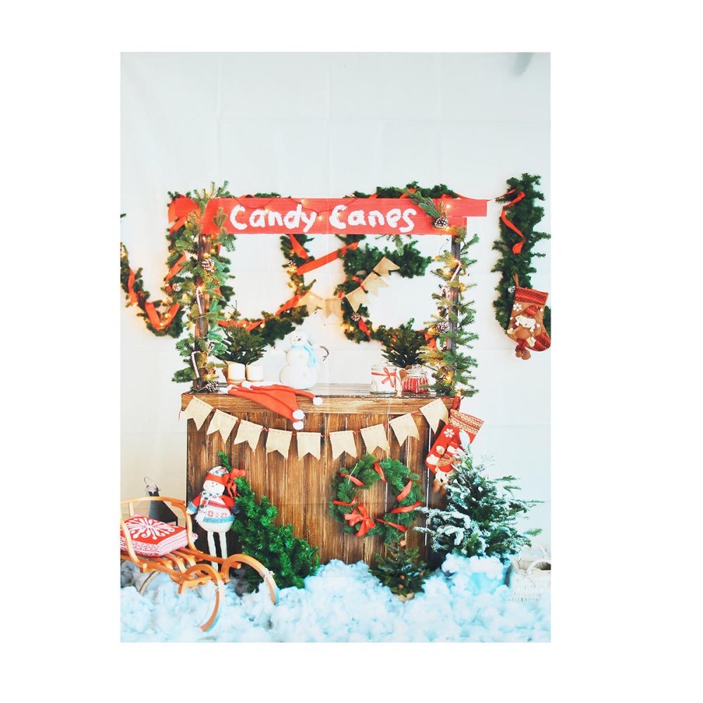 5x7FT Christmas Candy Canes Photography Backdrop Background Studio Prop - Image 2