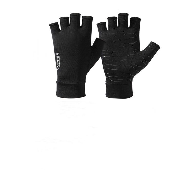 Copper Fiber Pressure Gloves Half Finger Relieve Joint Swelling Anti-bacterial Protective Training Non-slip Rehabilitation Gloves XG43 - S A - Image 2