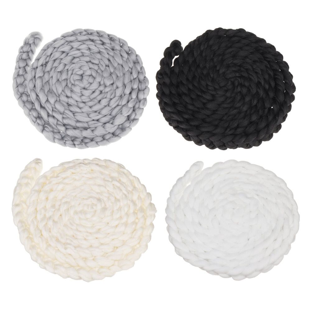 Couverture de tricot de laine de toile de fond de photographie de bebe nouveau-ne fait e la main - Noir