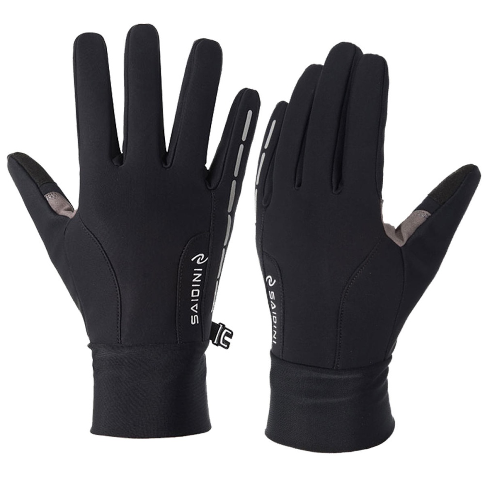 Touch Screen Gloves Warm Velvet Non-slip Thermal Motorcycle Bike Outdoor Sport Waterproof Winter - M Black - Image 2