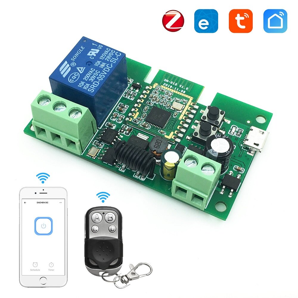 DC5-32V RF 433MHz Ewelink Tuya Smart ZB 1CH Relay Module RF Remote Control Light Switch Works with Alexa Google Home - 5-32V module