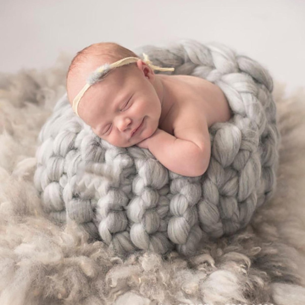 Nordic Knitted Cute Eggshell Newborn Baby Nest Hat Sleeping Bag Photo Props Photography Shoot Pillow - Yellow - Image 2