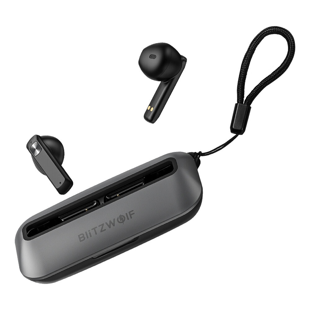 BlitzWolf® BW-FPE1 TWS bluetooth Earphone 1.7CM Ultra Thin Portable Earbuds 13mm Large Driver HiFi Stereo ENC Dual Mic Half in Ear Headphone - Black - Image 2