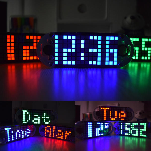 Geekcreit® DIY DS3231 Touch Key Precision High Brightness LED Dot Matrix Display Desktop Alarm Clock Kit - Red - Image 2