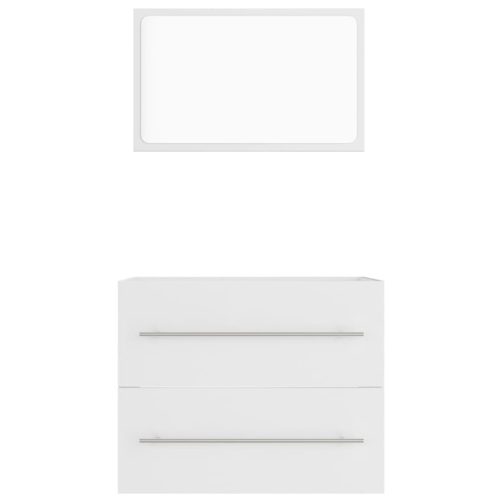 2 Piece Bathroom Furniture Set White Chipboard - Image 2