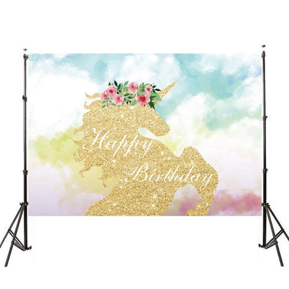 3x5FT Vinyl Unicorn Cartoon Scenic Baby Children Photography Backdrop Background Studio Prop - Image 2