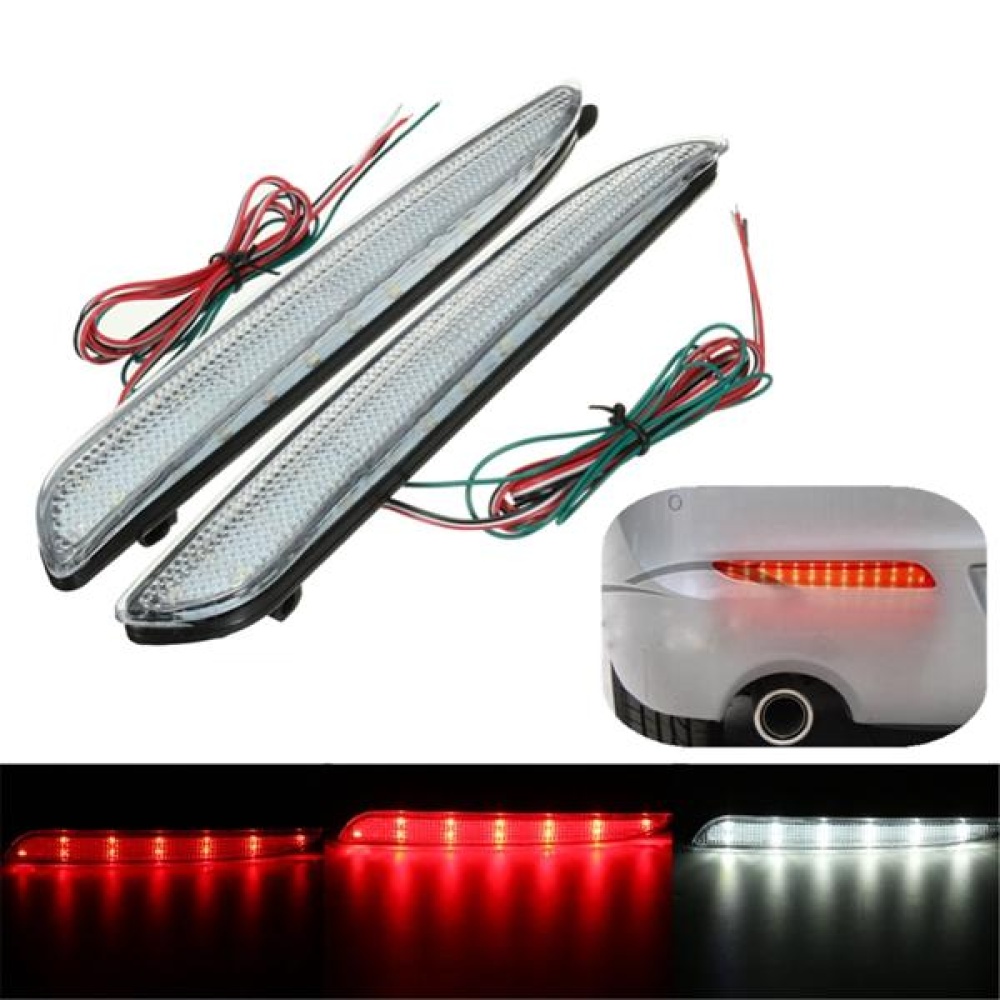 2pcs LED Rear Bumper Turn Signal Light Brake Tail Stop Running Lamp For Mazda 3 2010-2013 - Red - Image 2