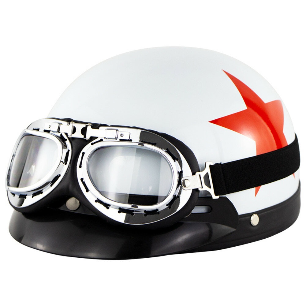 Universal ABS Motorcycle Open Face Helmet Retro Vintage With Goggles Neck Protection - 3 - Image 2