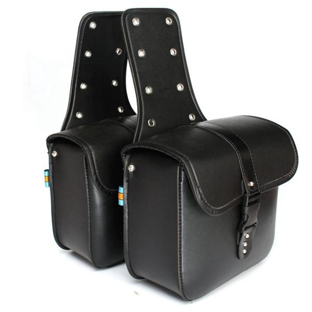 2pcs Universal Motorcycle Motor Bike Saddlebags Cruiser Side Storage Tool Pouches - Black - Image 2