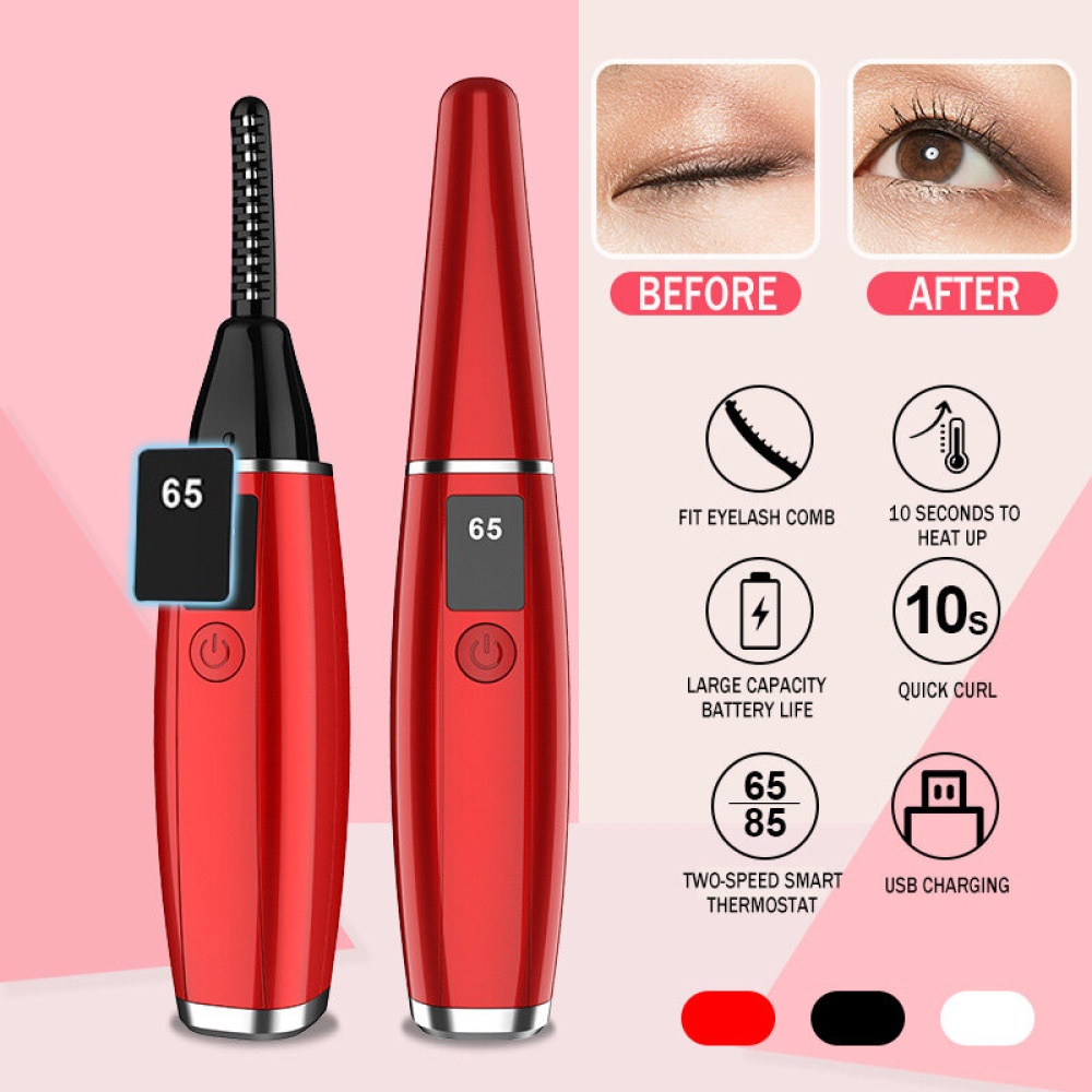 New Electric Eyelash Curler Rechargeable Digital Display Long-lasting Shaping Partial Perm Eyelash Curler - Black