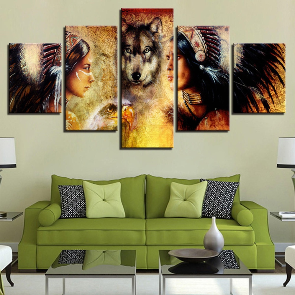 5Pcs Set Wolf Modern Canvas Print Paintings Wall Art Pictures Home Decor Unframed - Image 2