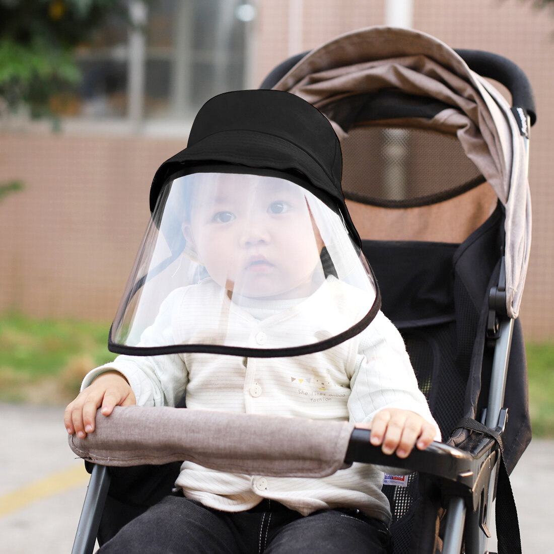 PULUZ PU471 Children Hat Face Shield Protective Mask Windproof Dustproof Antifoam Detachable for Children - Black - Image 2