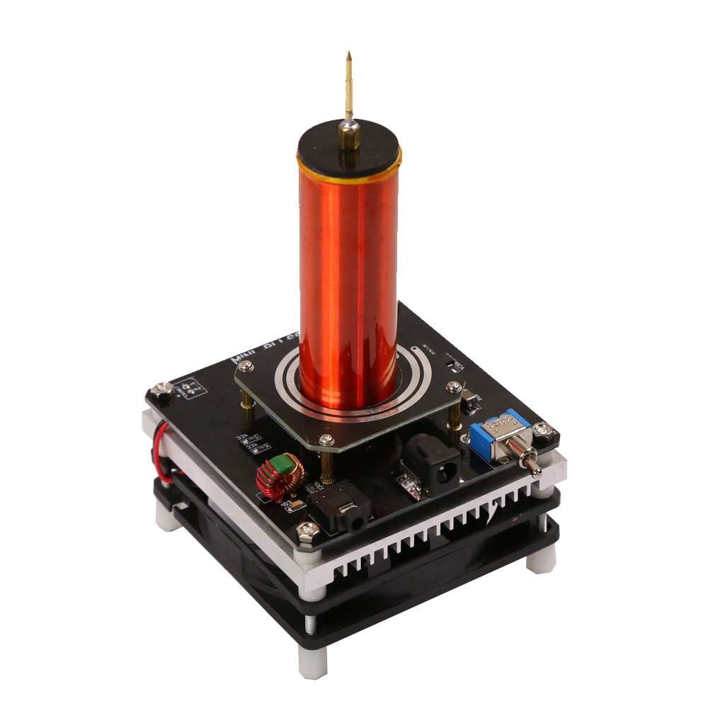 DIY Mini Tesla Coil Music 2A 3.5MM Audio Input Support Cellphone Play Music 24V Fan - Image 2