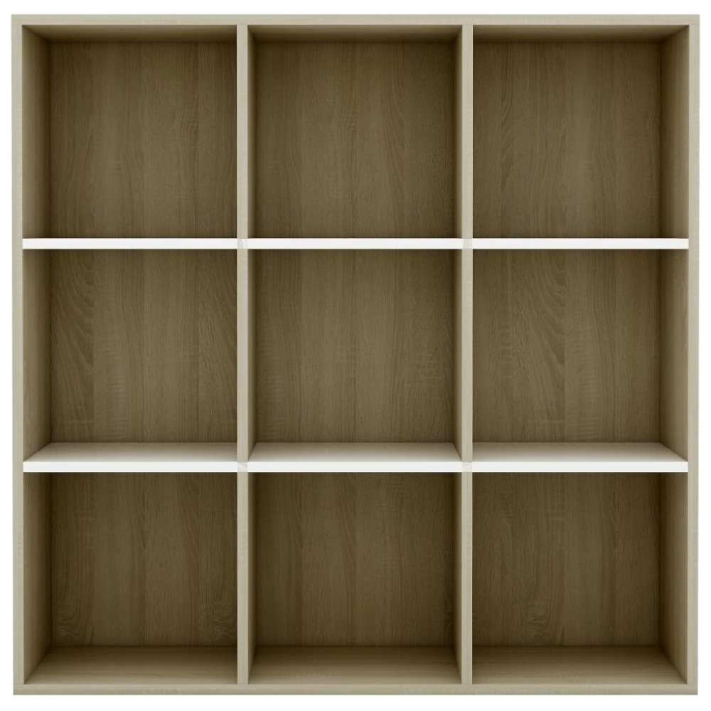 Book Cabinet White and Sonoma Oak 38.6"x11.8"x38.6" Chipboard - Image 2