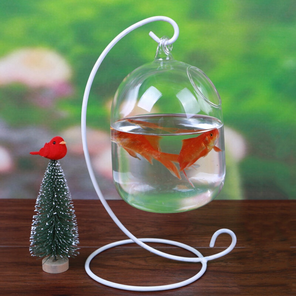 Aquarium Fish Tank Glass Hanging Bowl Flower Plant Vase Table Fish Bowl Height 15cm for Betta Fish Pet Products - B - Image 2