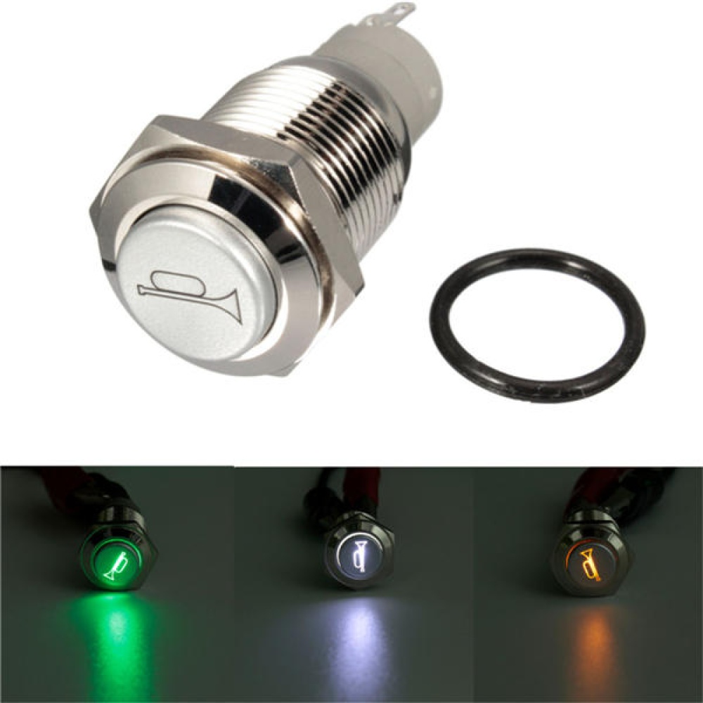 12V 16mm Car Boat LED Light Momentary Horn Button Switch 3 Color - Yellow - Image 2