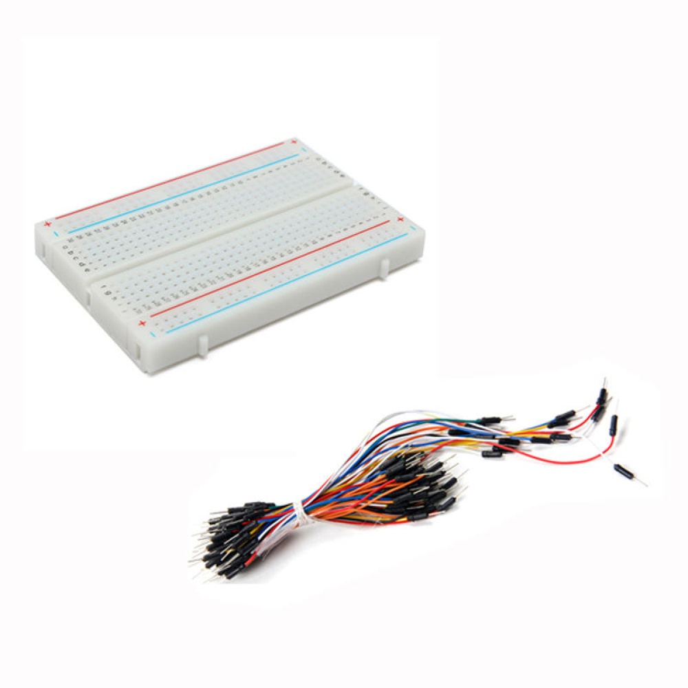 8.5 x 5.5cm 400 Tie Points 400 Holes Solderless Breadboard Bread Board with 65pcs Male To Male Breadboard Wires Jumper Cable Dupont Wire Bread Board