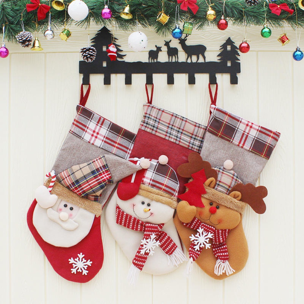 Candy Bag Stocking Santa Claus Sock Gift Bag Bauble  Tree Ornaments Decoration - Elk - Image 2