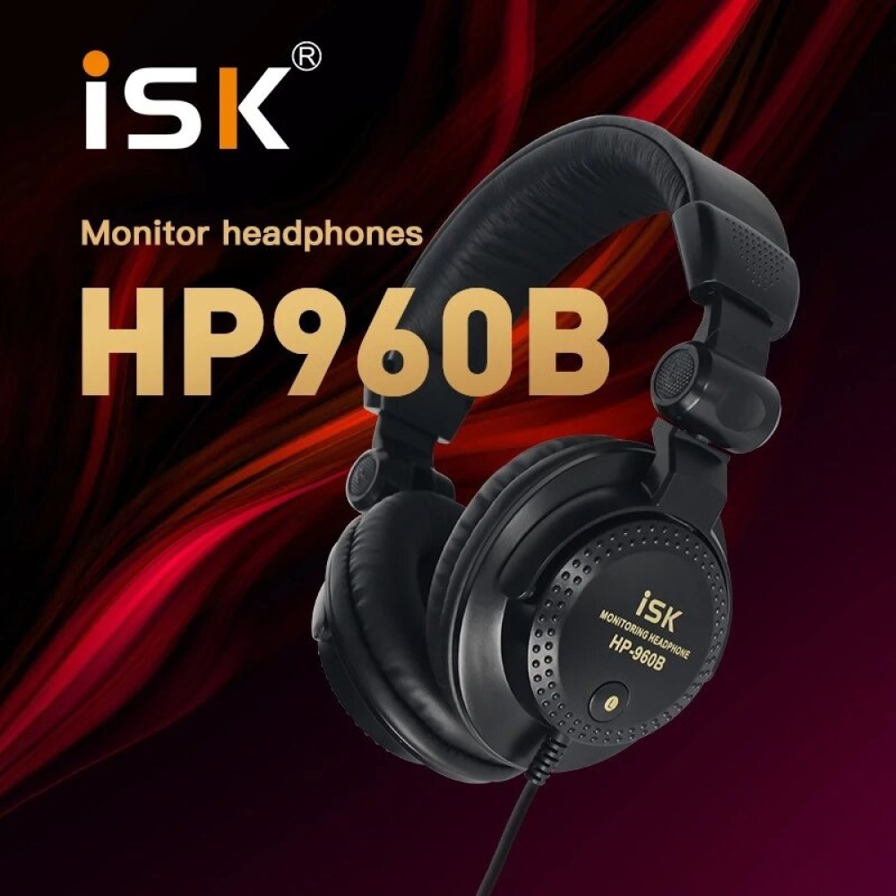 ISK HP-960B Headband Headphone Auriculares Studio Monitor Dynamic Stereo DJ Headphones HD Headset Noise Isolating Earphone - Black - Image 2